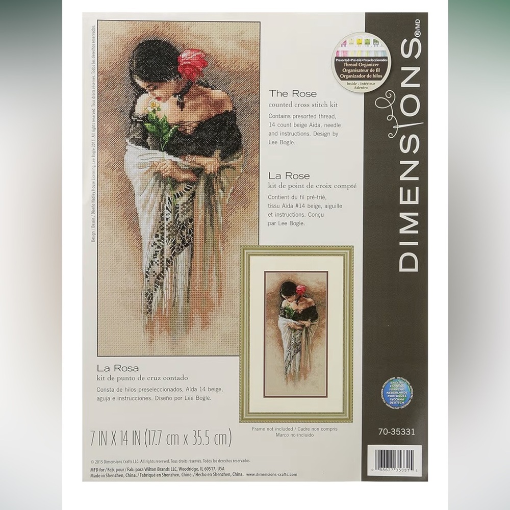 🌹🧵✨ CROSS STITCH KIT: DIMENSIONS Woman With Rose Cross Stitch Kit 🌹🧵✨